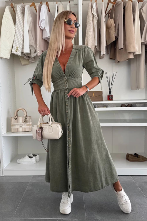 On This Sweet Day Button Down Denim Maxi Dress - 5 Colors