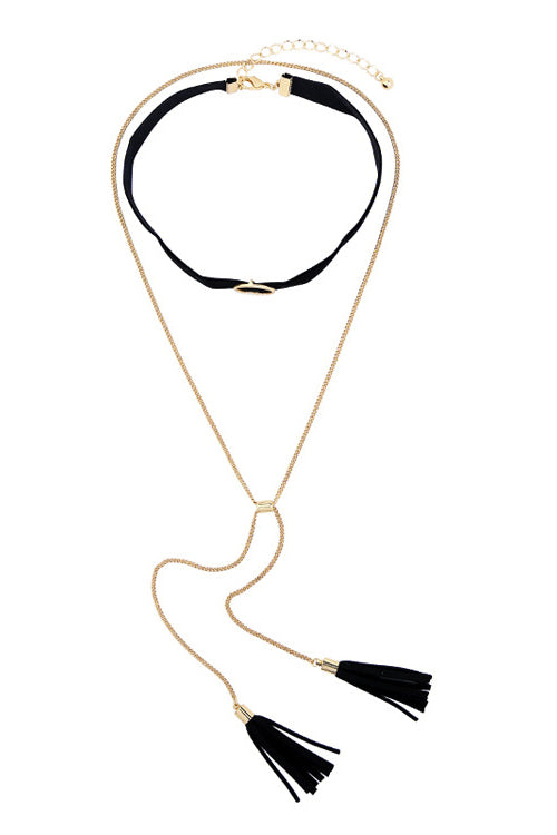 Layered Tassel Choker Necklace