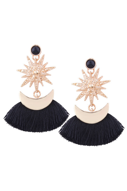 Tassel Crescent Shining Earrings