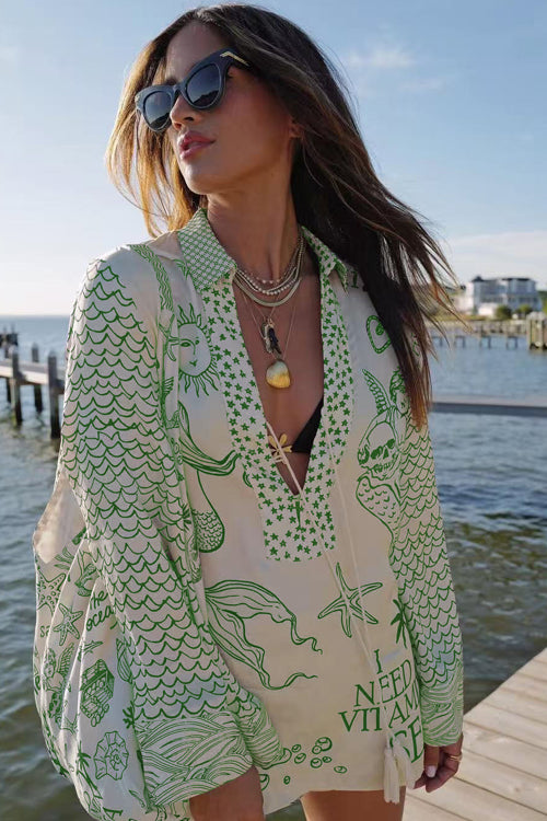 Summer Escapades Print Long Sleeve Set - 5 Colors