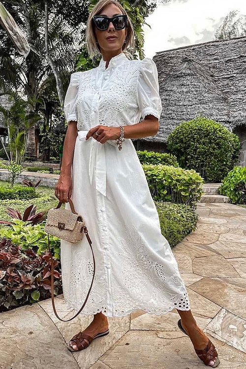 Exceptionally Pristine Embroidery Maxi Dress - 2 Colors