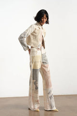 City Straight Light Wash Print Denim Jeans