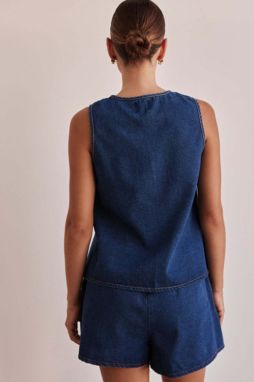 Unexpected Time Denim Two-Piece Suit - 2 Colors