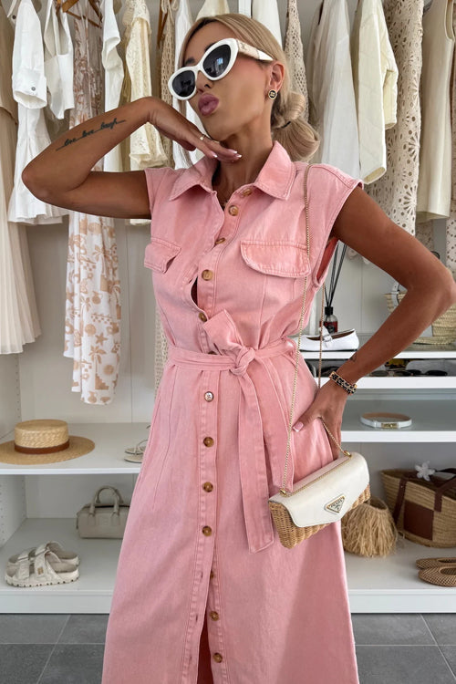 Own The Trend Denim Sleeveless Midi Dress - 3 Colors