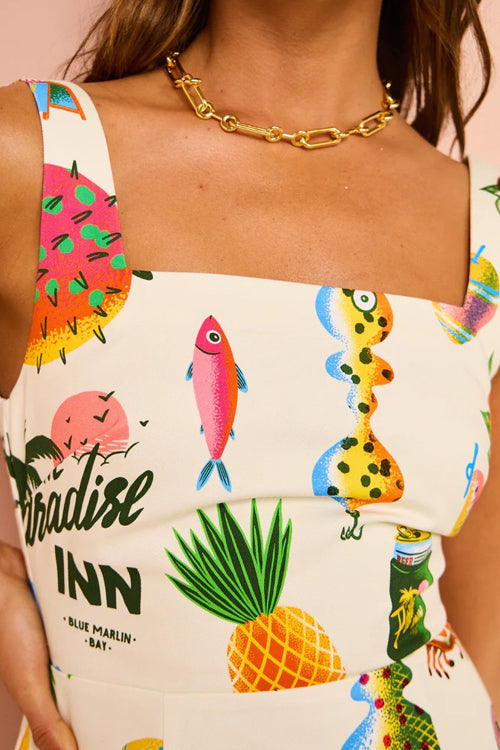 All Up To You Print Tie-Back Mini Dress