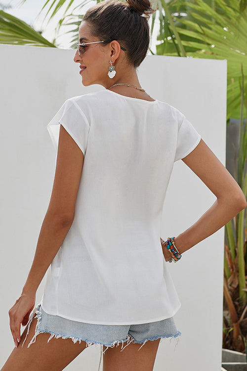 Pretty Pleased Boho Embroidered Short Sleeve Top - 4 Colors