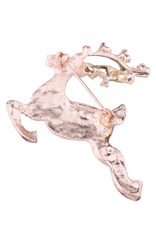 Christmas Elk Rhinestone Brooch