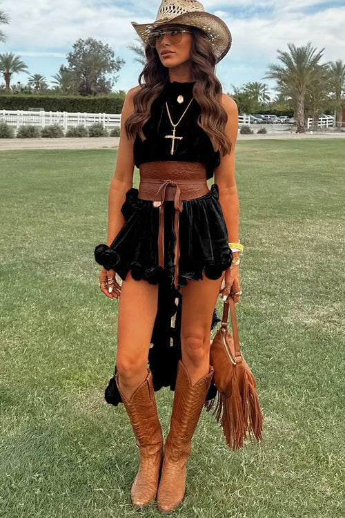 Sweet Potential Ruffled Sleeveless Chiffon Suit - 6 Colors