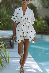 Grace and Beauty Polka Dots Short Sleeve Suit