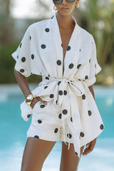 Grace and Beauty Polka Dots Short Sleeve Suit