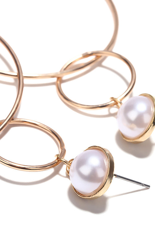 Pearl Hoop Charm Earings