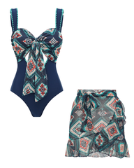 Bow-detailed Cut-out Swimsuit set