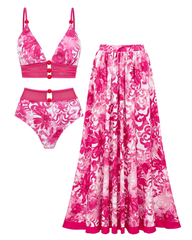 Cut-Out Floral Print Swimsuit Set