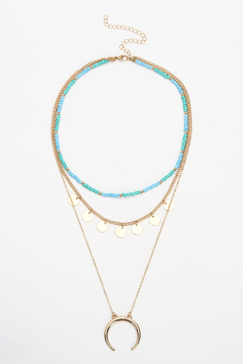 Bead Pendant Moon Necklace
