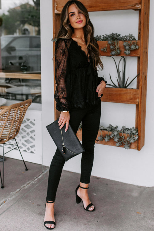 Crazy About You Lace Long Sleeve Top - 2 Colors