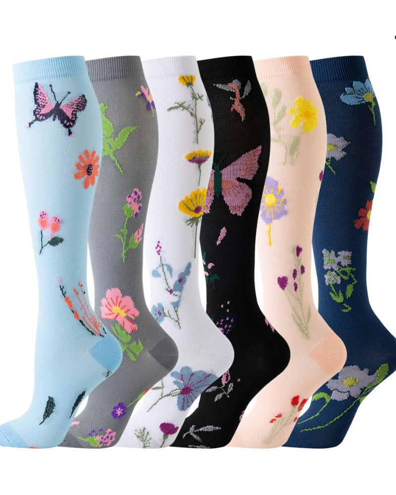 6 Pairs Of High-Elastic Breathable Calf Compression Socks For Sports and Fitness