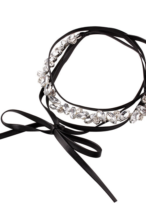 Crystal Leather Punk Choker