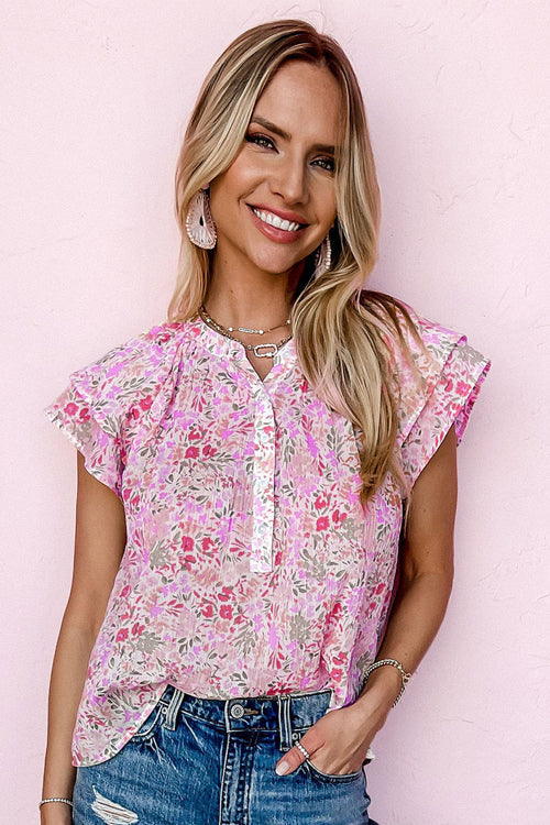Happy Thoughts Floral Print Short Sleeve Top - 2 Colors