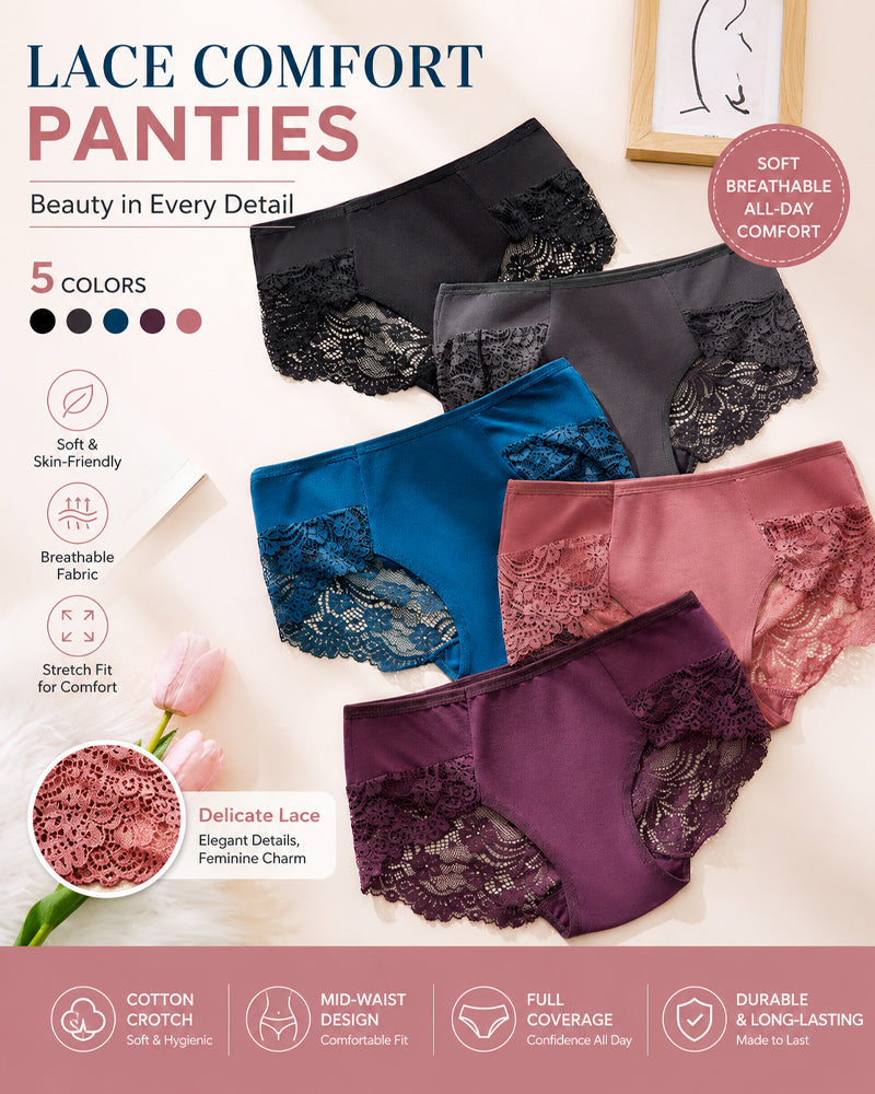 Multiple-Pack Cotton Lace Patchwork Briefs