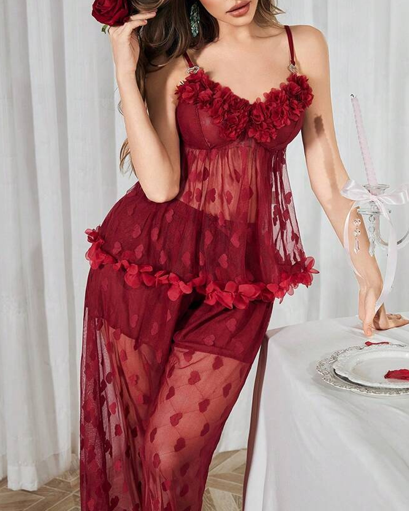Lace Sheer Cami & Pants Pajama Set