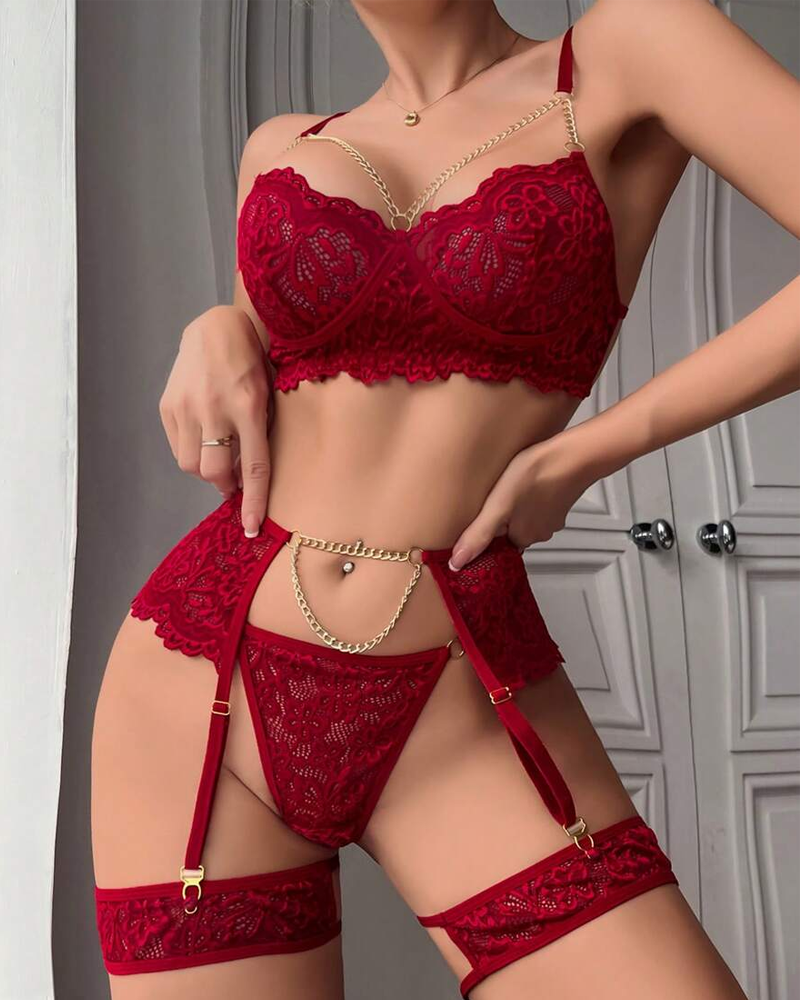 Lace Chain Harness Lingerie Set