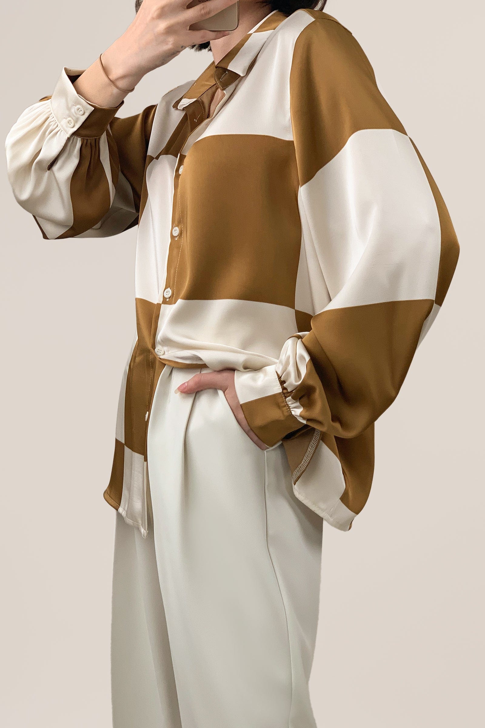 White Pleat Detail Wide Leg Work Pants