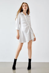 Charity White Button-Up Midi Dress