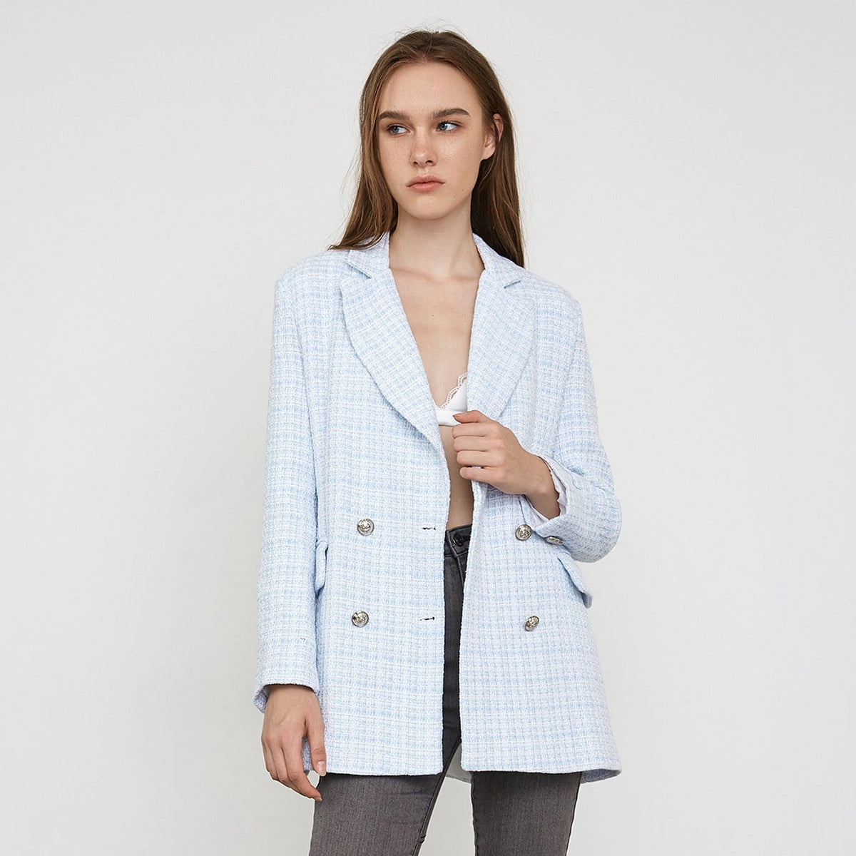 Nella Light Steel Longline Blazer