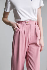 Pink High Rise Tapered Baggy Jeans