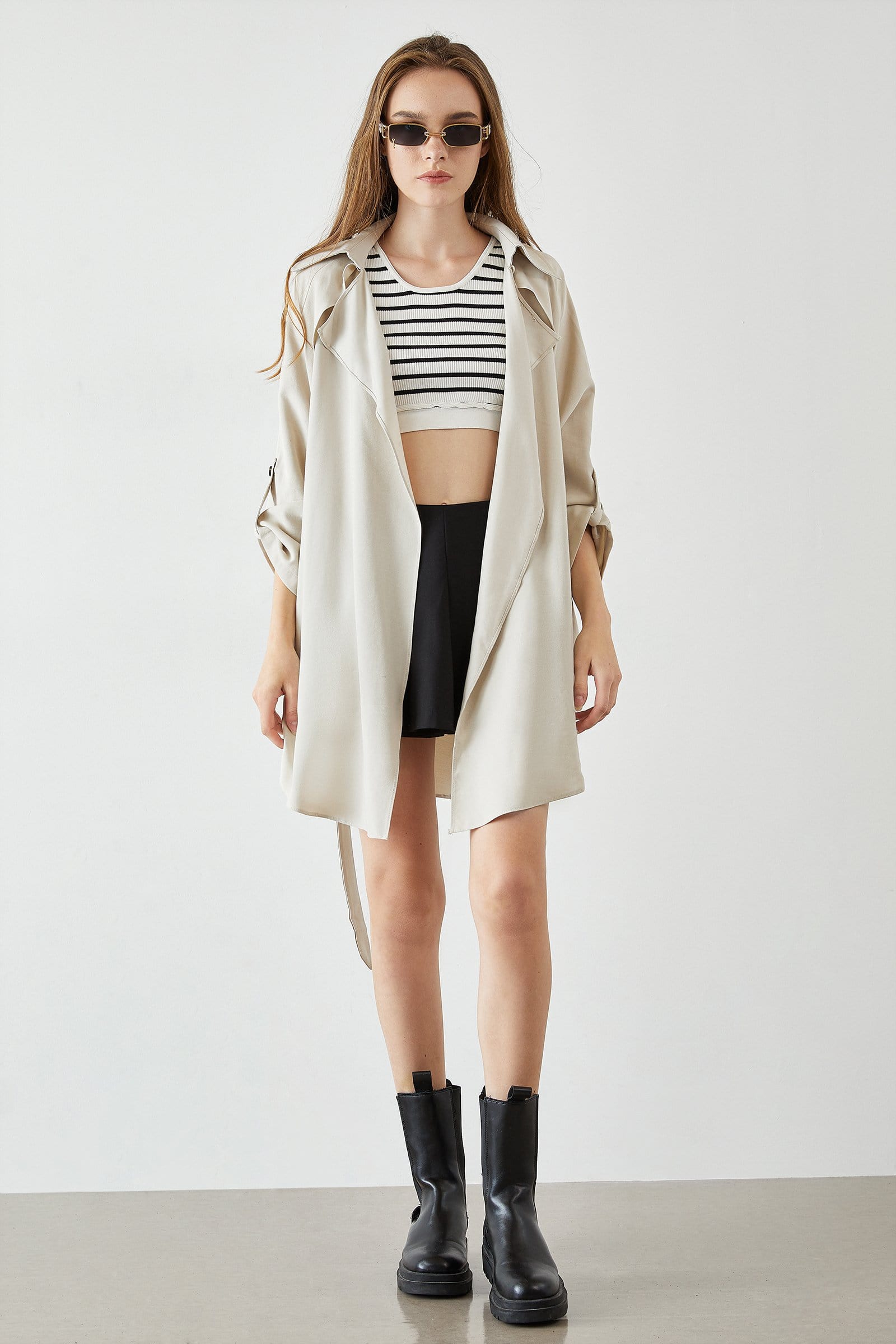 Jaida Beige Medium Sleeve Jacket