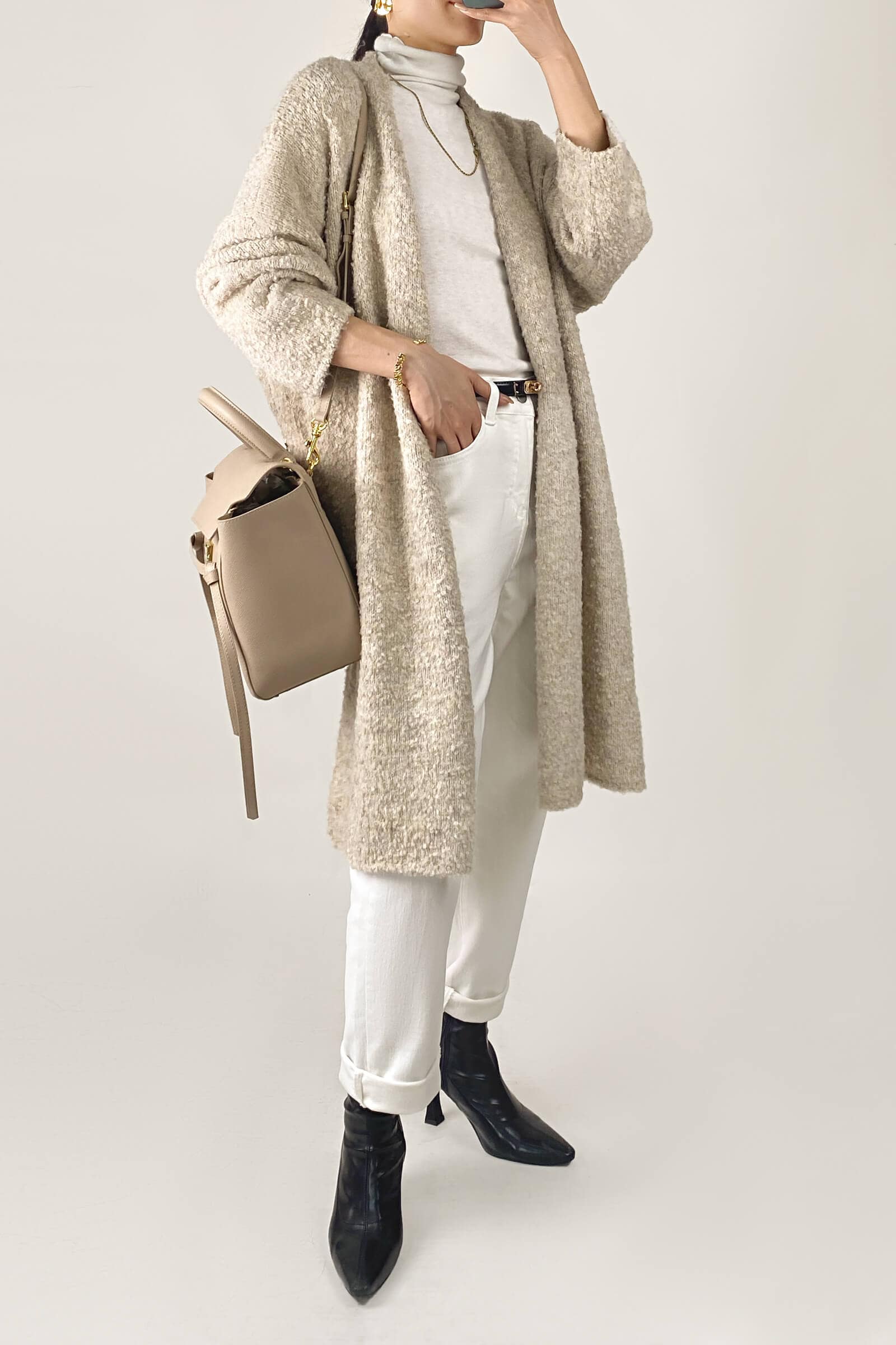 White Basic Wool-Blend Turtleneck Sweater