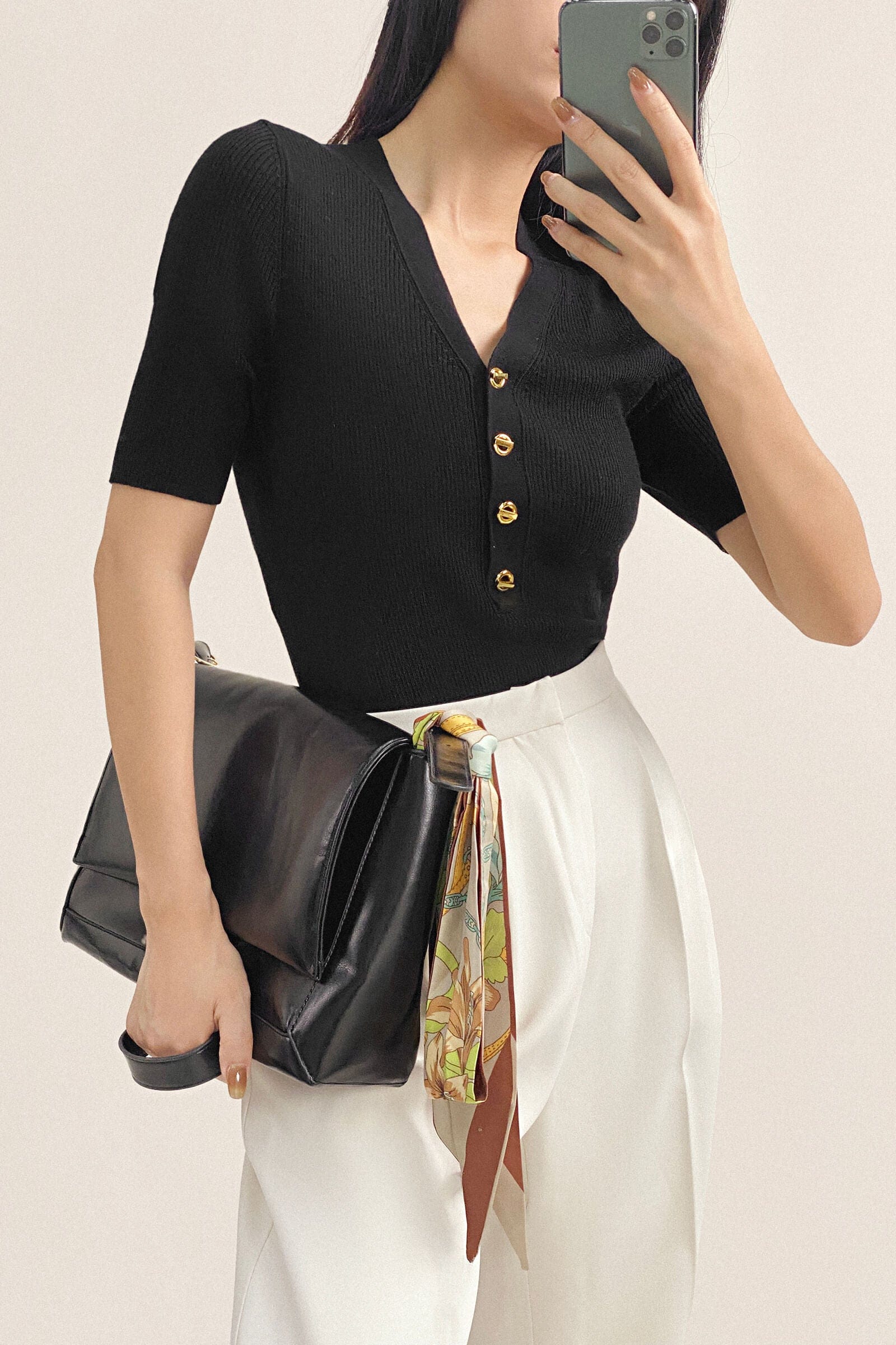 White Pleat Detail Wide Leg Work Pants