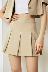Khaki Fold Mini Skirt