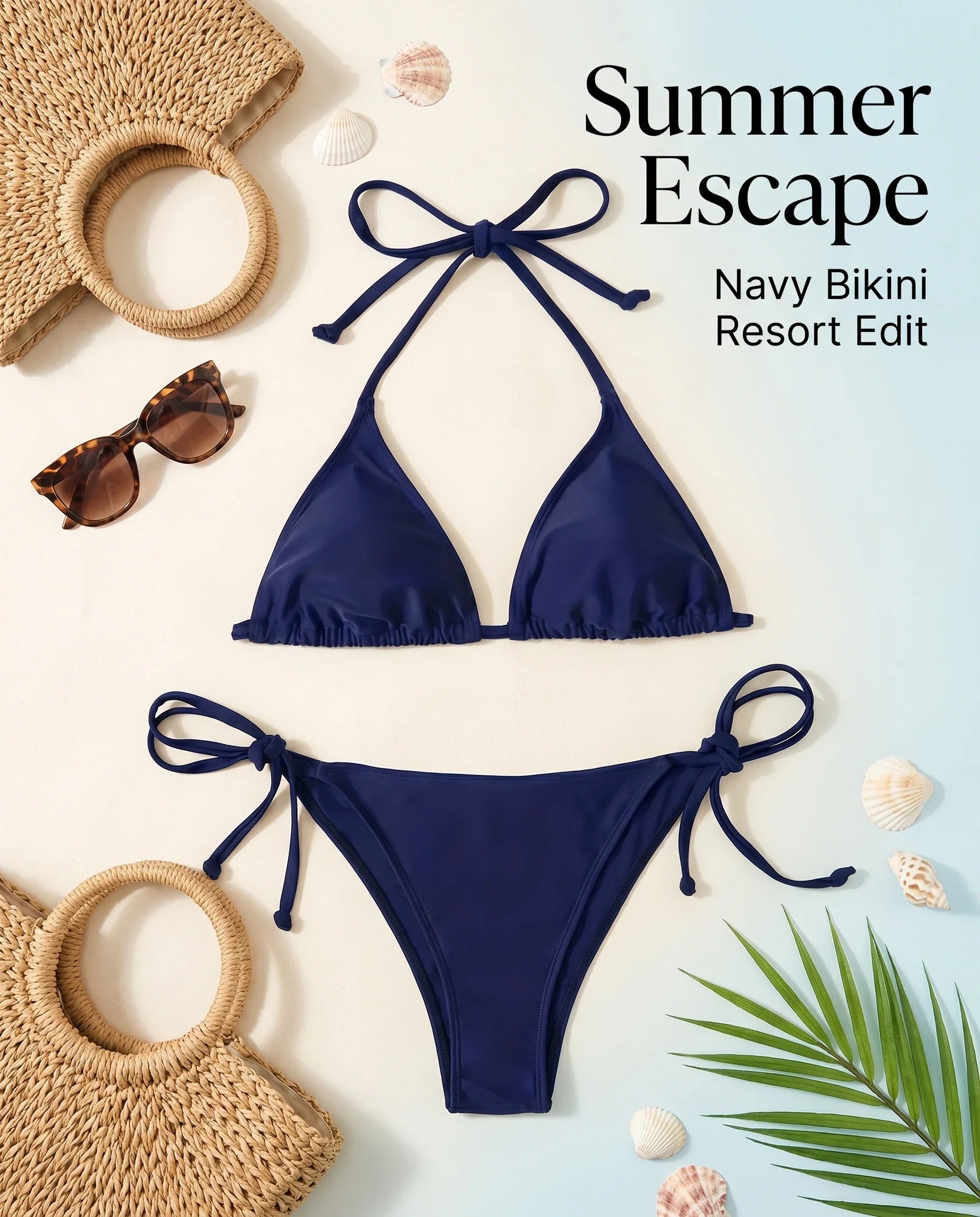 2 Pcs Solid Color Bikini Set Strapless Bareback Thong Swimsuit Simple Bandage Side Detail Ladies' Swimwear
