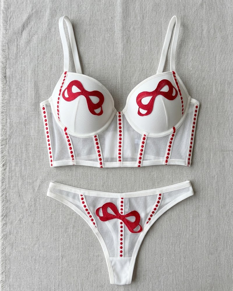 Embroidered Strappy Lingerie Set