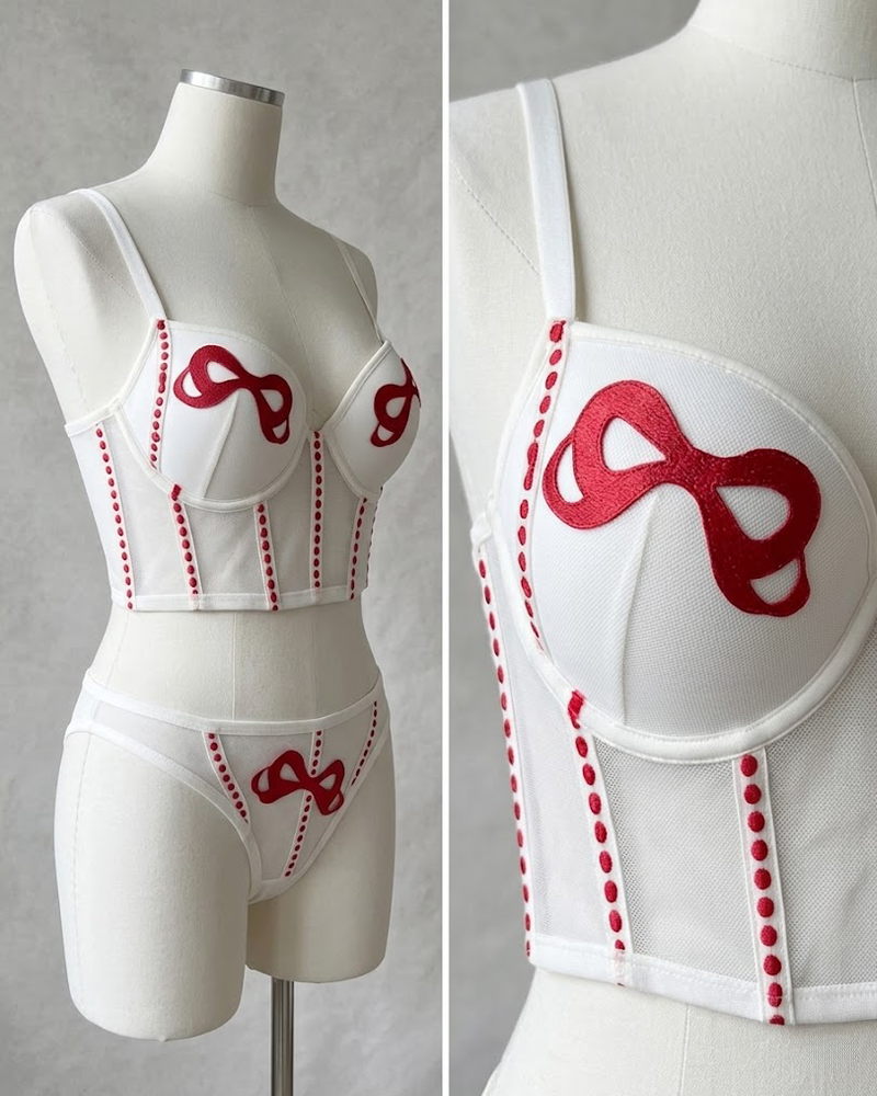 Embroidered Strappy Lingerie Set