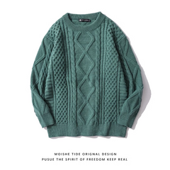 RETRO DIAMOND TWIST ROUND NECK SWEATER FOR MEN AND WOMEN