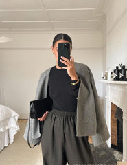 Fashionable Short V-neck Woolen Cardigan Single-button Jacket