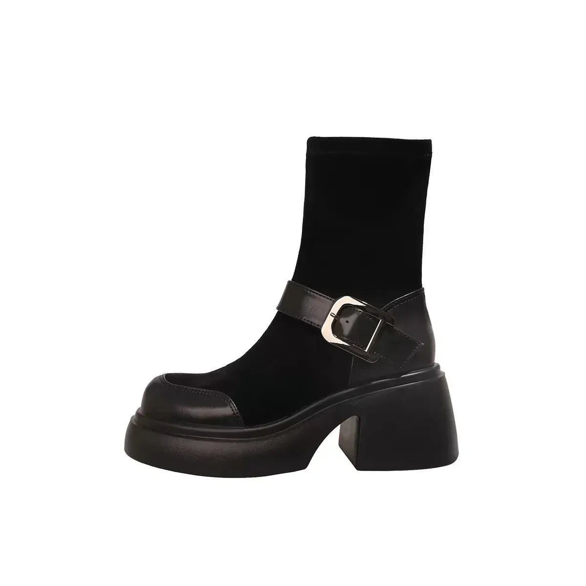 British Wind Show Thin Metal Buckle Ankle Boots
