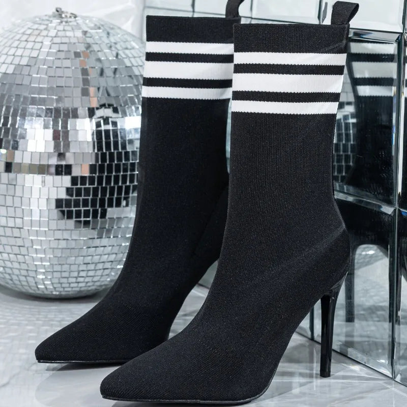 Women Thin Heel Socks Boots