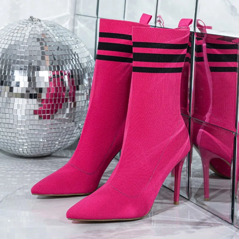 Women Thin Heel Socks Boots