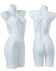 Lace Open Crotch Tights Pearl Backless Pajamas
