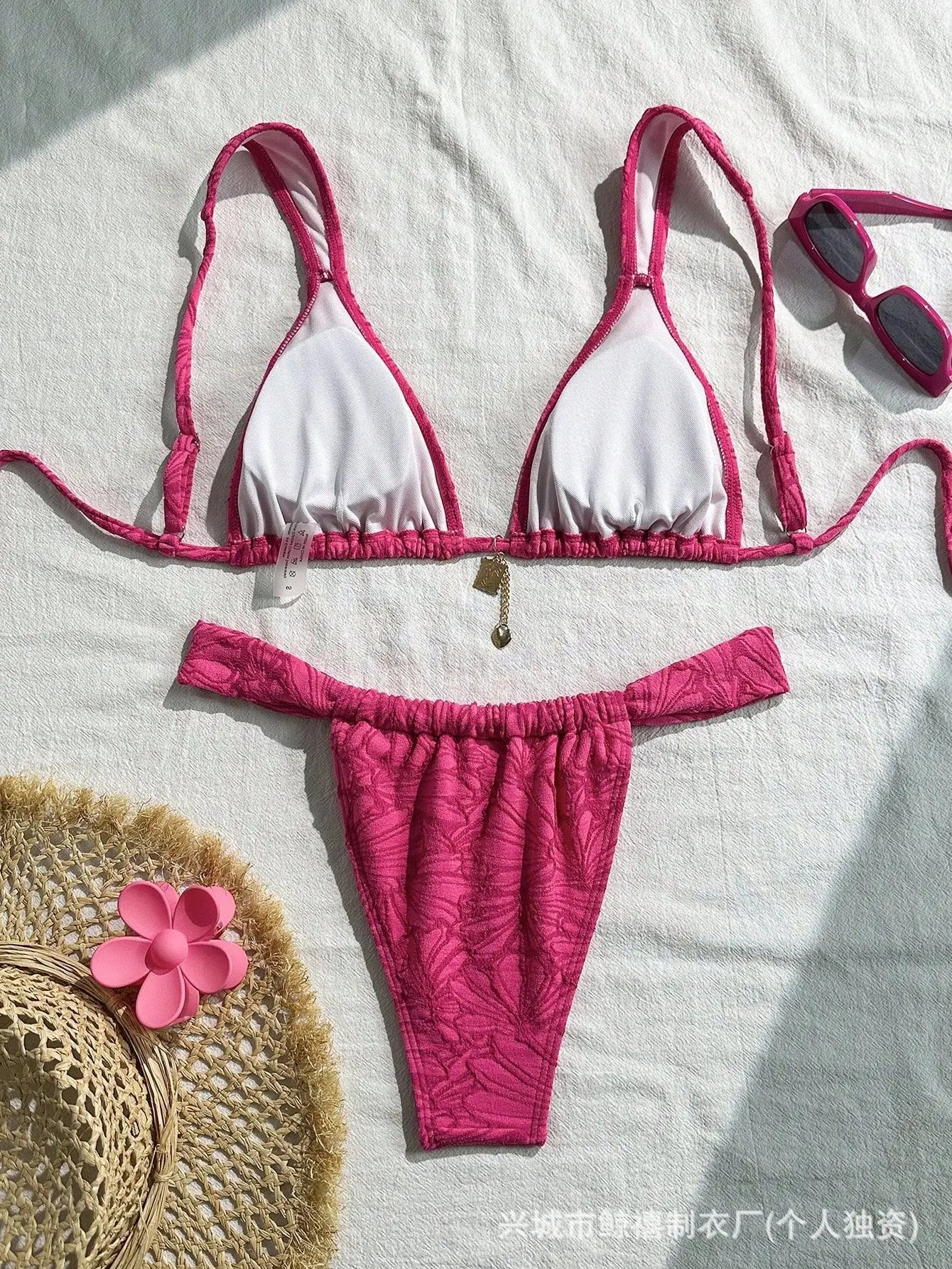 Bikini Set Triangle Cup Printed Tie-Side Two Piece Swimsuit Vacay Swimwear Two Piece Micro Set