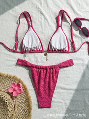 Bikini Set Triangle Cup Printed Tie-Side Two Piece Swimsuit Vacay Swimwear Two Piece Micro Set