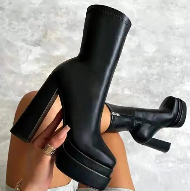 High-heeled 8cm Waterproof Platform Thick-soled Plus