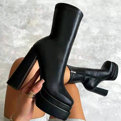 High-heeled 8cm Waterproof Platform Thick-soled Plus