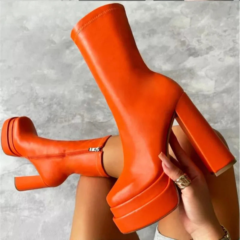 High-heeled 8cm Waterproof Platform Thick-soled Plus