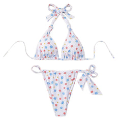 Printed Micro Bandage Bikini Set Tie-Front Two-Piece Swimwear Bathing Cloth