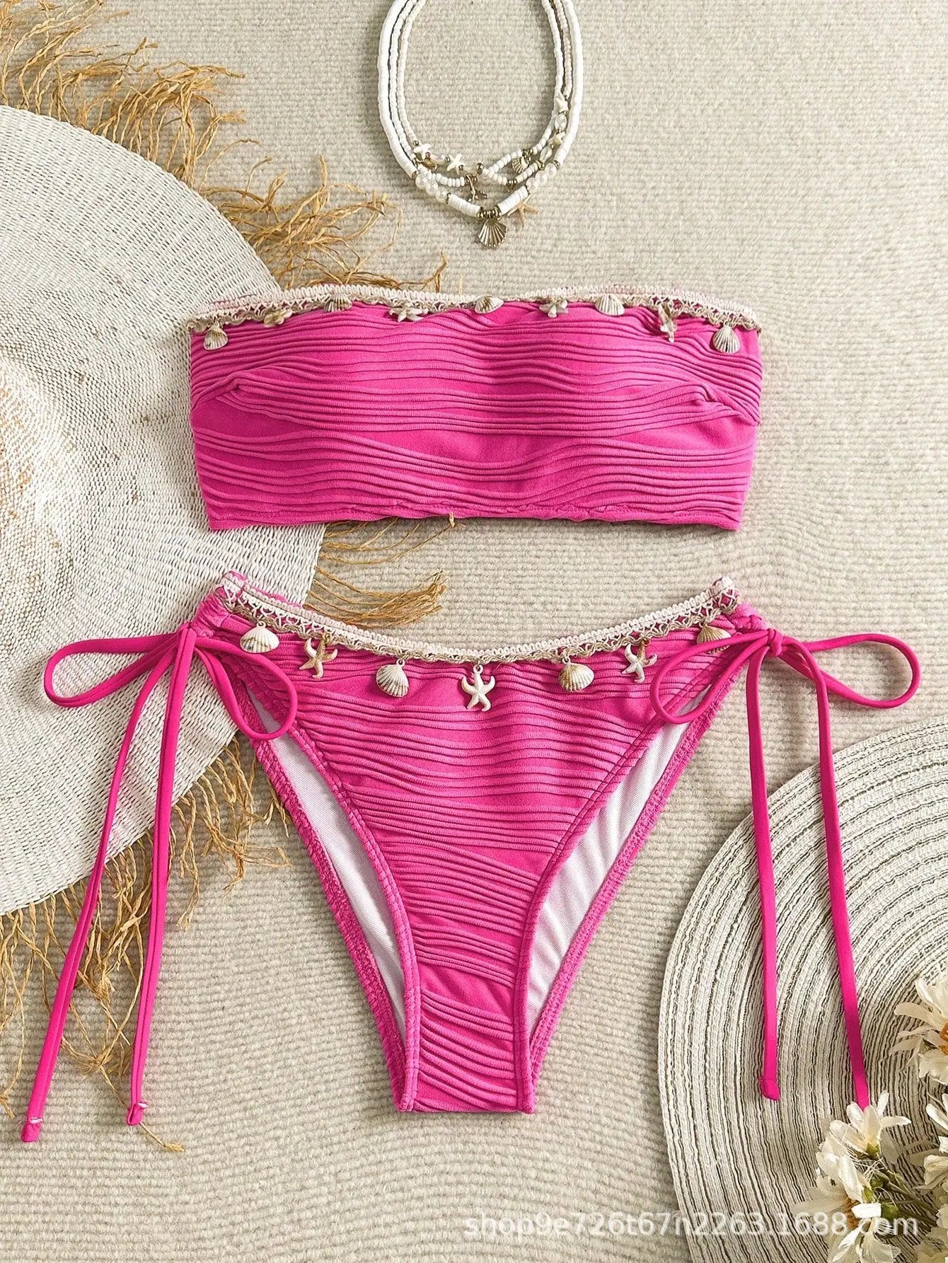 Starfish Bikini Set Seashell Fringe Two Piece Swimwear Boho Bathing