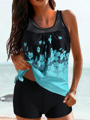In Matching Sets Swimwear Casual Round Neack Tank Tops Printed T-Shirts Two Piece Suit